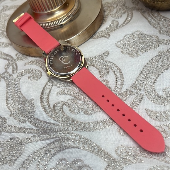 Charming Charlie’s silicone and rhinestone watch. Has a battery. Pink and gold. - Picture 5 of 6